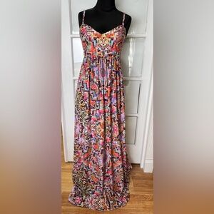 Felicity & Coco Multi-Color Printed Maxi Dress with Spaghetti Straps